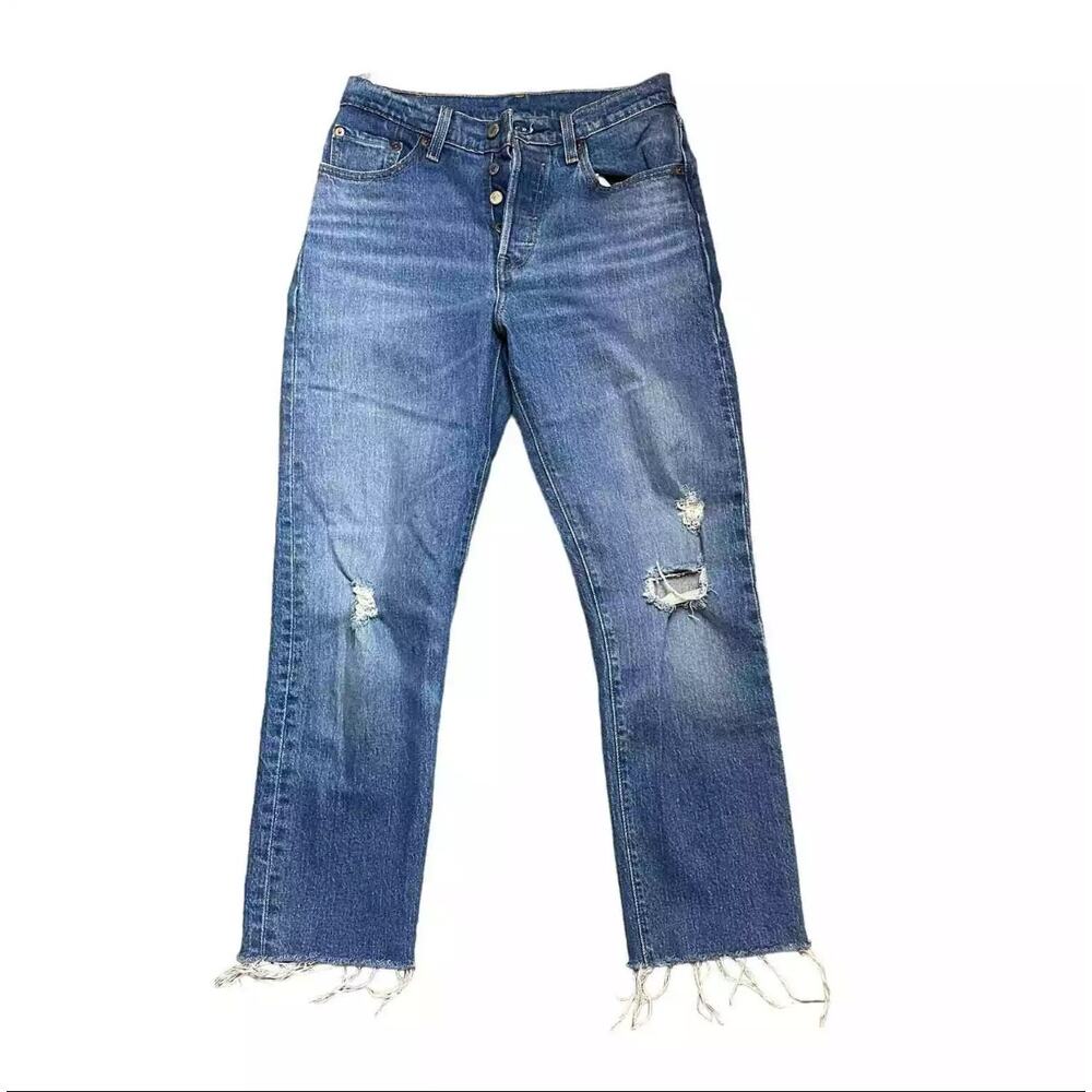 Levi’s 501 Women’s Straight Ankle Denim Blue Jeans W 25 L 26